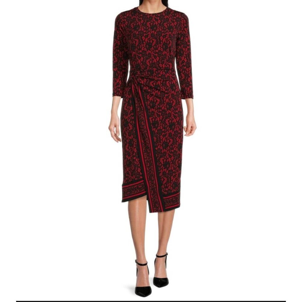 MICHAEL KORS faux wrap dress, NWT, Size L, 3/4 sleeve